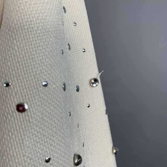 XU ZHI Size M Cream Silver Polyester Studded Zip Up Blouson Jacket - Picture 6 of 13